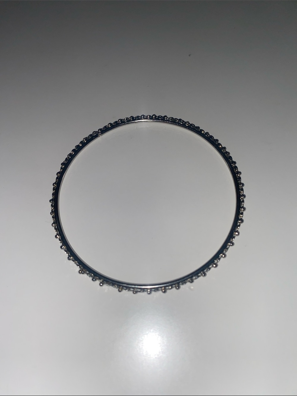 Delicate Silver-Tone Beaded Bangle Bracelet